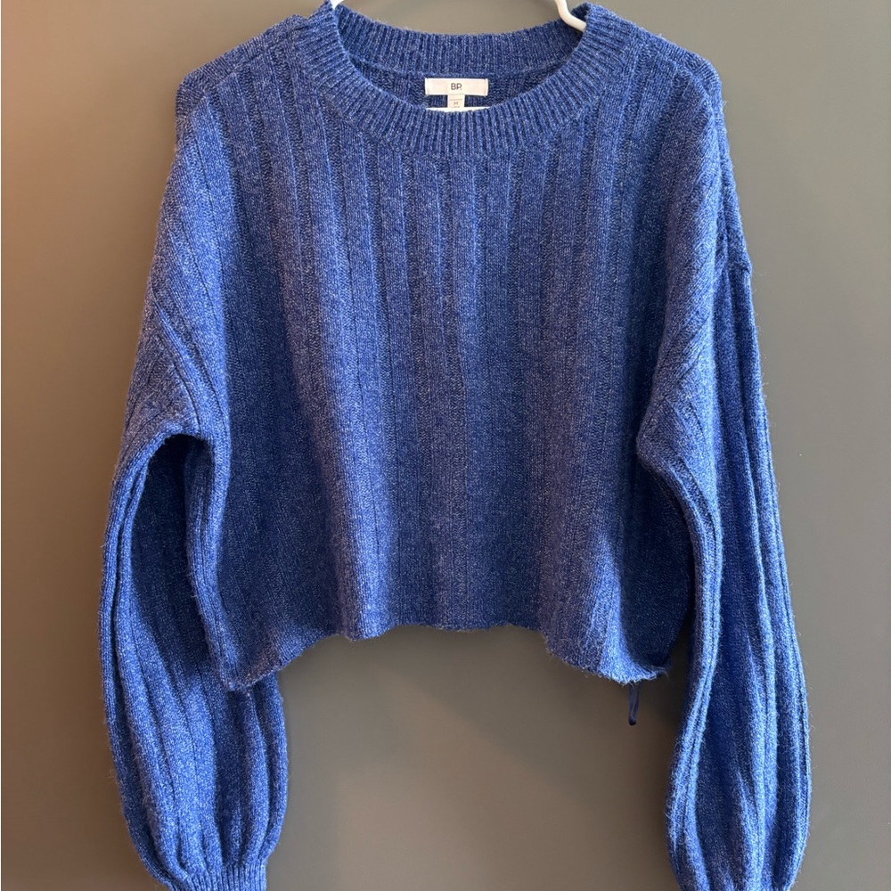 OBO! BP Blue Crew Neck Sweater with Balloon Sleeves